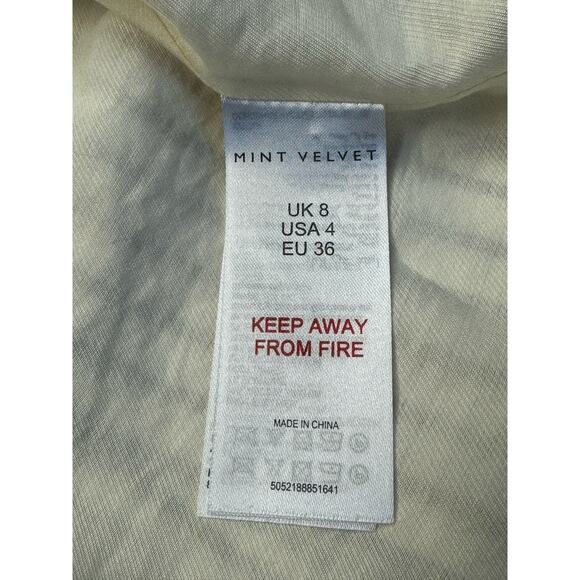 Mint Velvet Dressy Double Breasted Pinstripe Blazer Jacket Women 4 Cream Gray - Picture 12 of 12